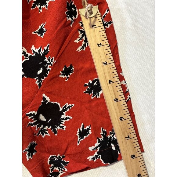 GANNI Rosemary Coral Red Pleated Flowers Floral Tiered Ruffle Summer Dress Sz XS - Picture 12 of 16